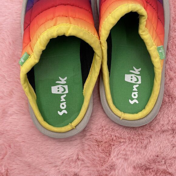 Sanuk Lil‎ Puffer Rainbow Mulitcolor Slip On Mules Shoes Kids Youth Size 5 NEW - Picture 4 of 6